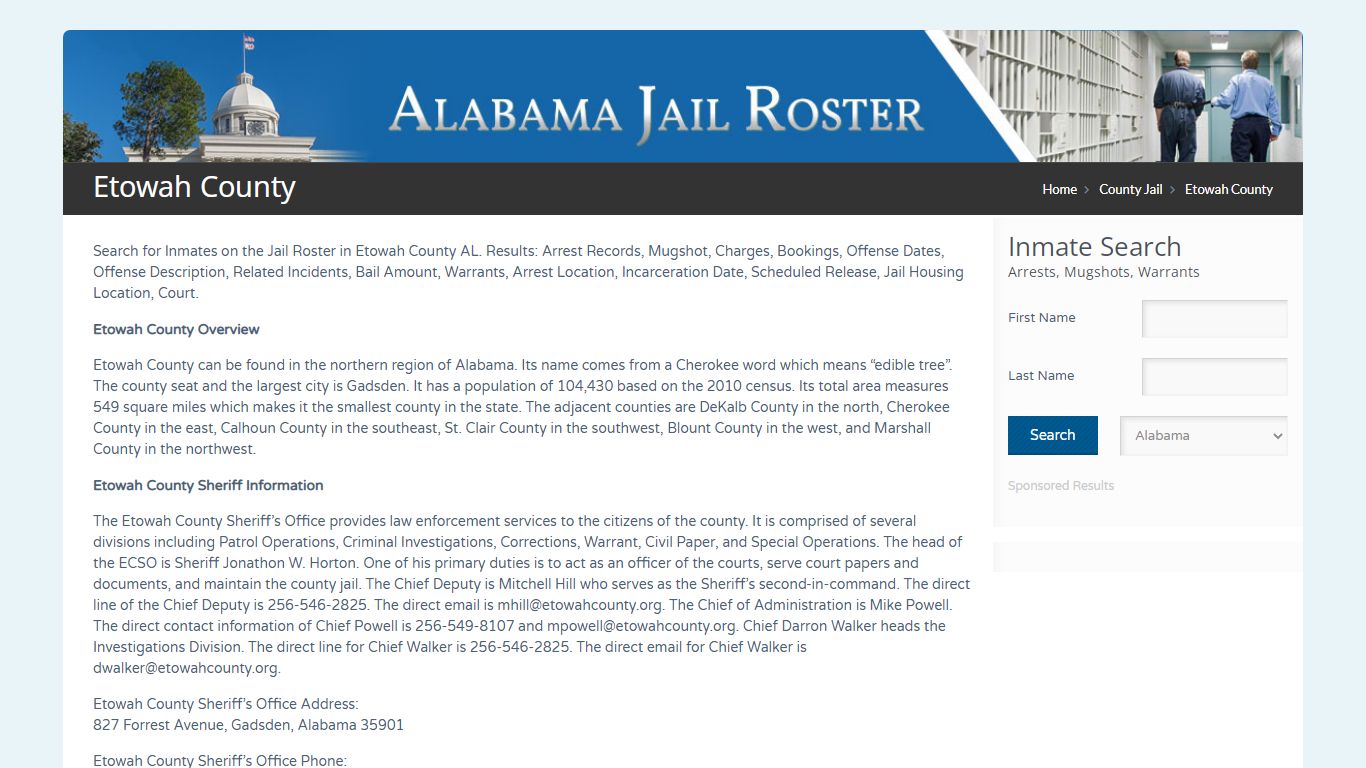 Etowah County | Alabama Jail Inmate Search