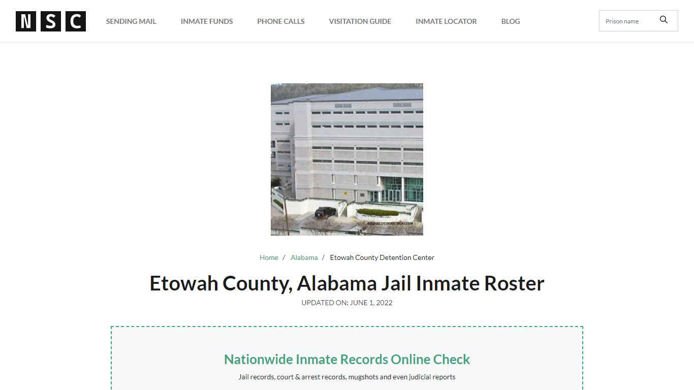 Etowah County, Alabama Jail Inmate List
